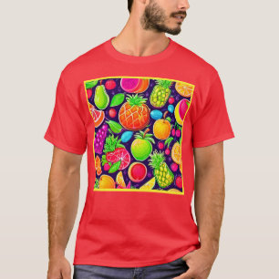 Camiseta Padrão de Intermitência de Fruta Neon