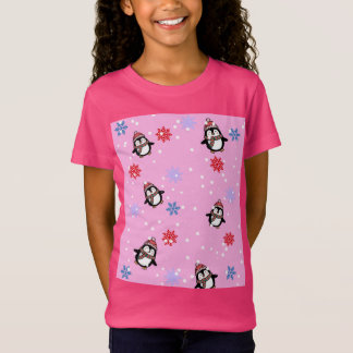 Camiseta Padrão de Inverno de Pinguim Fofo – Flocos de Neve