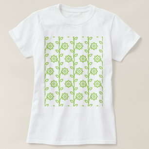 Camiseta Padrão de Jardim Flor Verde