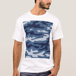 Camiseta Padrão de Jeans Denim Detectados por Camuflagem