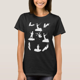 Camiseta Padrão de Kitesurf Branco da Silhueta Branca do Wa