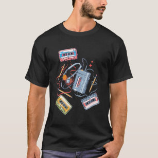 Camiseta Padrão de Lápis de fitas para Walkman e Cassette