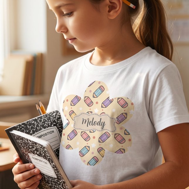 Camiseta Padrão de Lápis Fofo de Volta para a Escola  (Criador carregado)