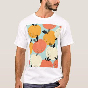 Camiseta Padrão De Laranjas: Design Sem Costura Vibrante.