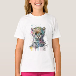 Camiseta Padrão de leopardo em aquarela marfim minimalista