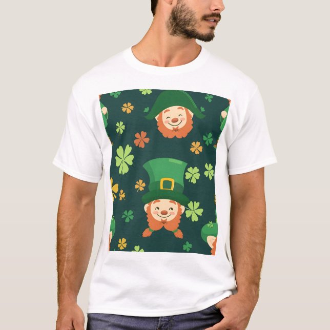 Camiseta Padrão de Leprechaun de Mão Verde (Frente)