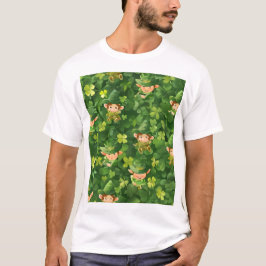 Camiseta Padrão de Leprechaun Verde Bonito