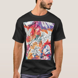 Camiseta Padrão de limões desenhados à mão e folhas azuis.