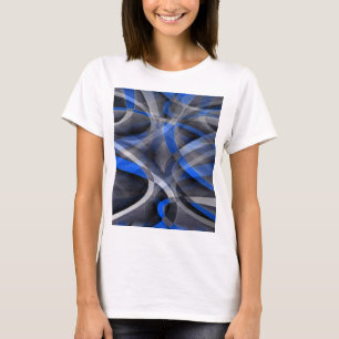 Camiseta Padrão de Linha Curva Azul Fresco Temático dos Ano
