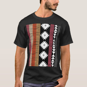 Camiseta Padrão de Linhas Coloridas Tribal Nativo