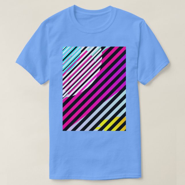 Camiseta Padrão de linhas pastel neon (Frente do Design)