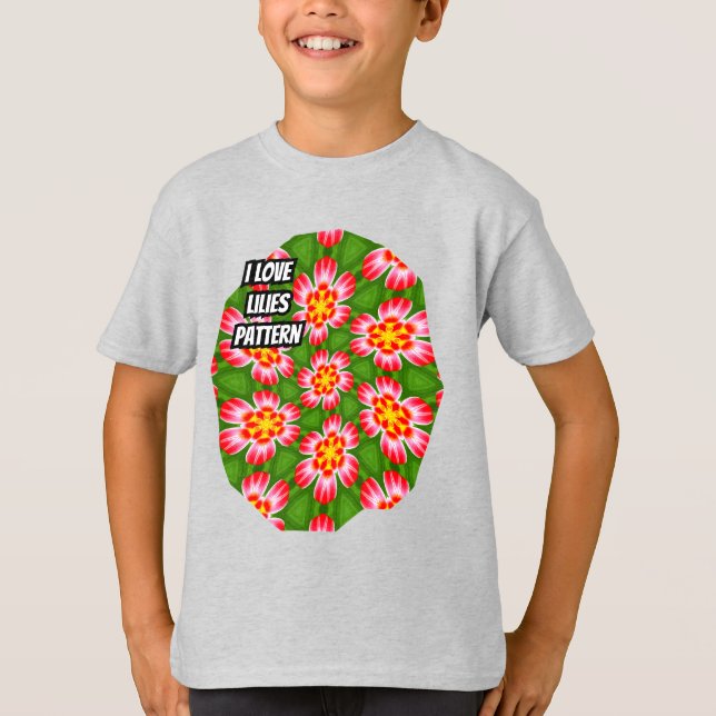 Camiseta Padrão de lírios vermelhos (Frente)