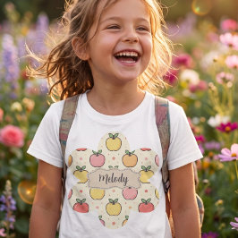 Camiseta Padrão de Maçãs Fofas de Volta à Escola