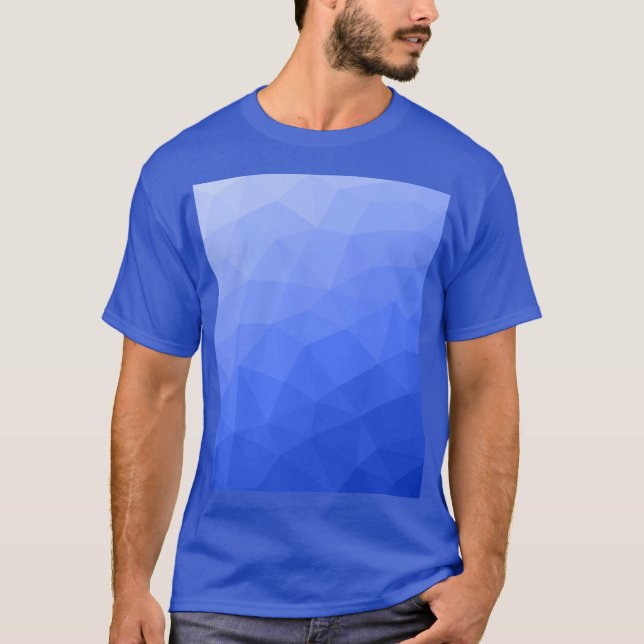 Camiseta Padrão de malha geométrica do gradiente azul escur (Frente)