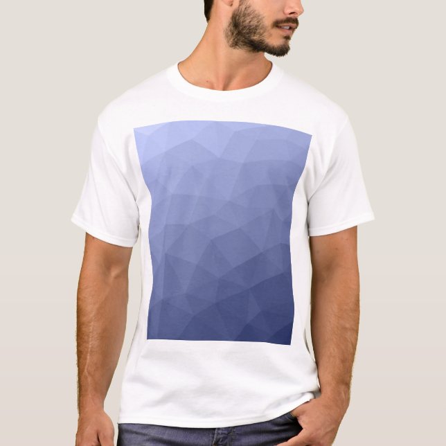 Camiseta Padrão de malha geométrica gradiente azul cinza (Frente)