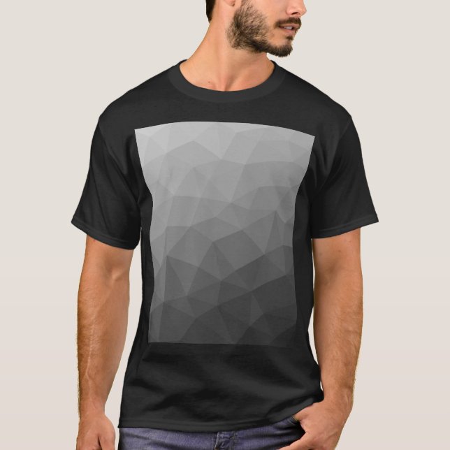 Camiseta Padrão de Malha Geométrica Gradiente Cinza (Frente)
