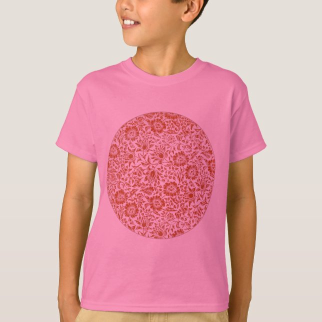 Camiseta Padrão de Malva de William Morris: Floral Terracot (Frente)