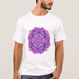 Camiseta Padrão de Mandala rosa e roxo