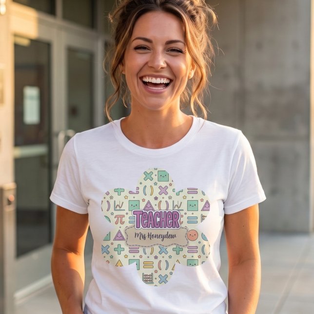 Camiseta Padrão de Matemática Escolar de Professora Fofa  (Criador carregado)
