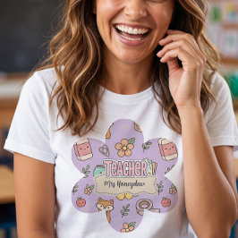 Camiseta Padrão de Material Escolar do Professor Roxo