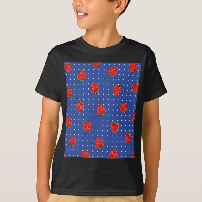 Camiseta padrão de morango com pontos (Frente)