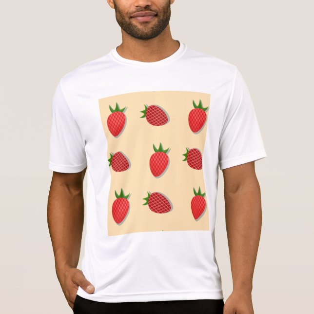 Camiseta Padrão de morango para boas vibrações no Verão de  (Frente)