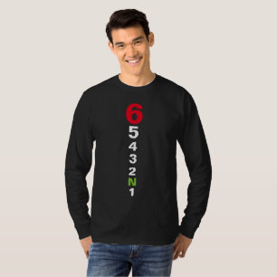 Camiseta Padrão de Mudança de 6 Marchas da Motocicleta 1-6