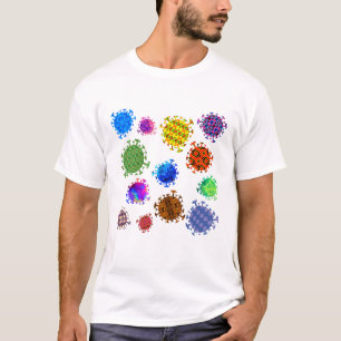 Camiseta Padrão de mutações de vírus coloridas