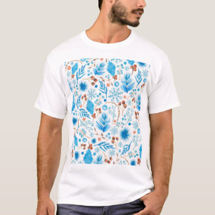 Camiseta Padrão de Natal Azul