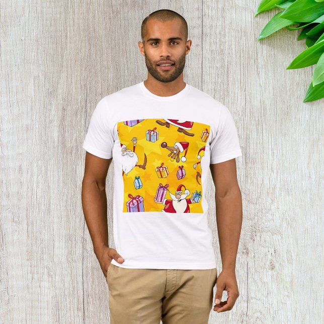 Camiseta Padrão de Natal com Presentes e Estrelas do Papai  (Criador carregado)