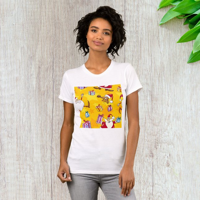 Camiseta Padrão de Natal com Presentes e Estrelas do Papai  (Criador carregado)