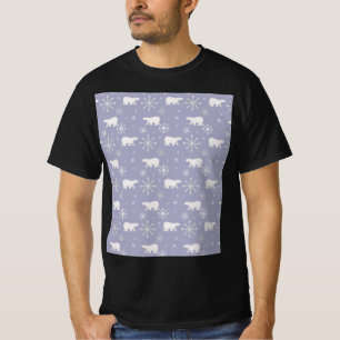 Camiseta Padrão de Natal com ursos polares e flocos de neve