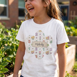 Camiseta Padrão de Números Fofos de Volta para a Escola 