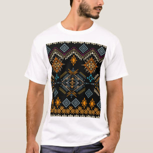 Camiseta Padrão De Ornamento De Boho Étnico Sem Olhos