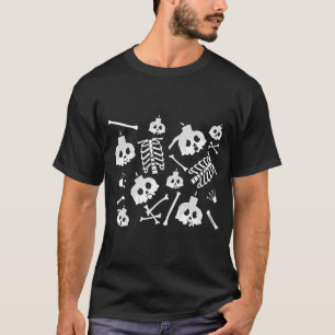 Camiseta Padrão de Ossos do Skeleton do Halloween