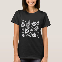 Camiseta Padrão de Ossos do Skeleton do Halloween