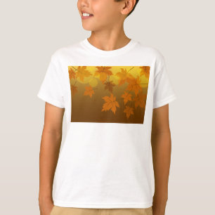 Camiseta Padrão de outono com folhas de carapaça e boque em