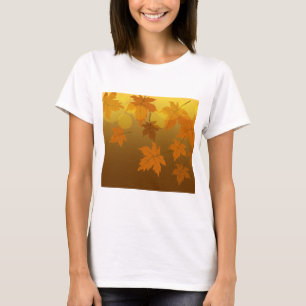 Camiseta Padrão de outono com folhas de carapaça e boque em