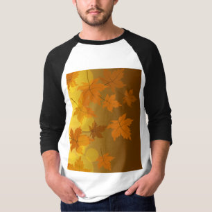 Camiseta Padrão de outono com folhas de carapaça e boque em