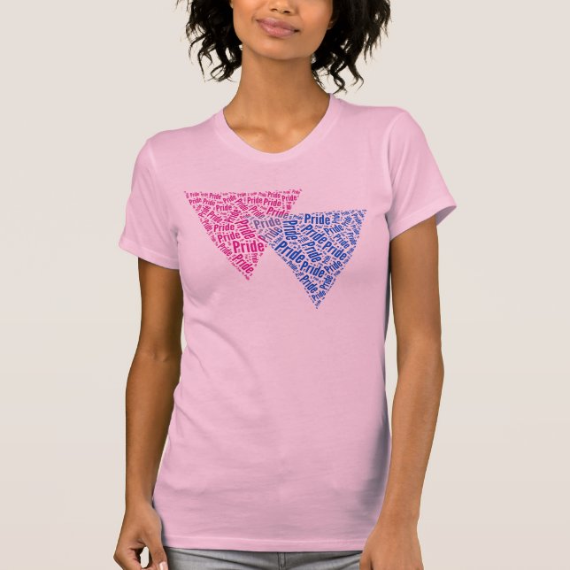 CAMISETA PADRÃO DE PALAVRAS DO TRIÂNGULO BISSEXUAL (Frente)