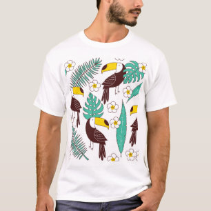 Camiseta Padrão de Palma da Pintura do Toucan Orchid