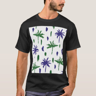 Camiseta Padrão de Palma Verde marinho Azul