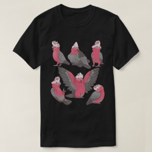 Camiseta Padrão de Pássaro Cacatua Galah Rosa Caprichoso