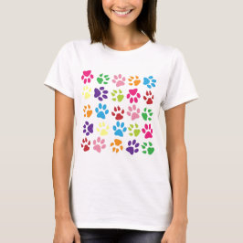 Camiseta Padrão de Pata Colorida Bonito