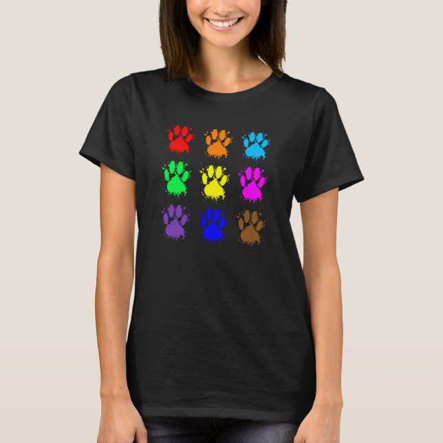 Camiseta Padrão de Pata de Cachorro com Borrão de Tinta (Frente)
