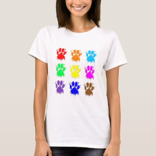 Camiseta Padrão de Pata de Cachorro de Tinta
