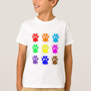 Camiseta Padrão de Pata do Cachorro de Tinta