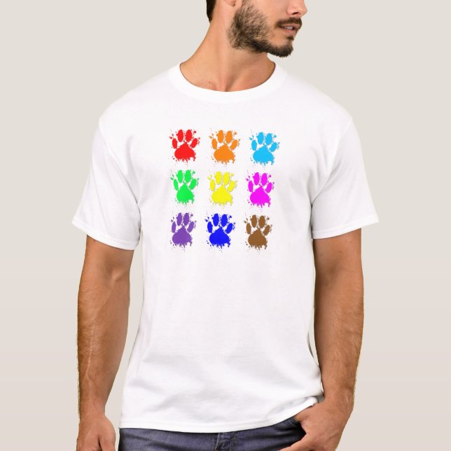 Camiseta Padrão de Pata do Cachorro de Tinta (Frente)