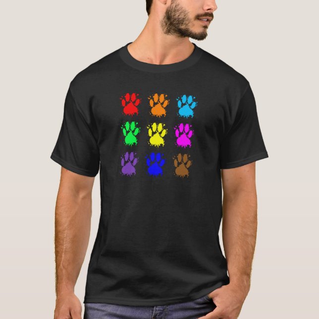Camiseta Padrão de Pata do Cachorro de Tinta (Frente)