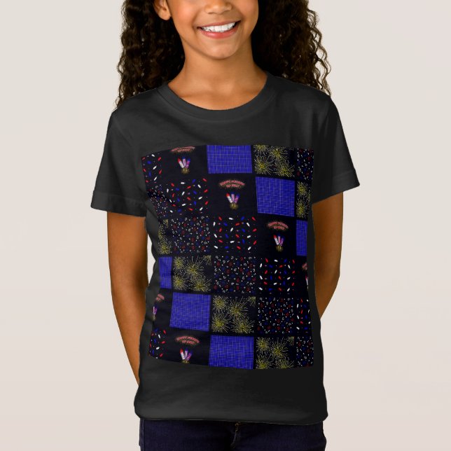 Camiseta Padrão de patch do quarto de julho - 4 de julho (Frente)